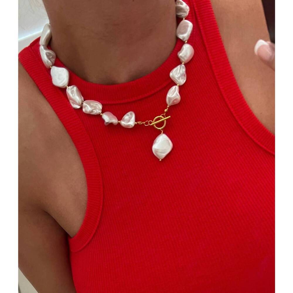 NEW CHANSUTTPEARLS women's chunky pearl necklace in silver